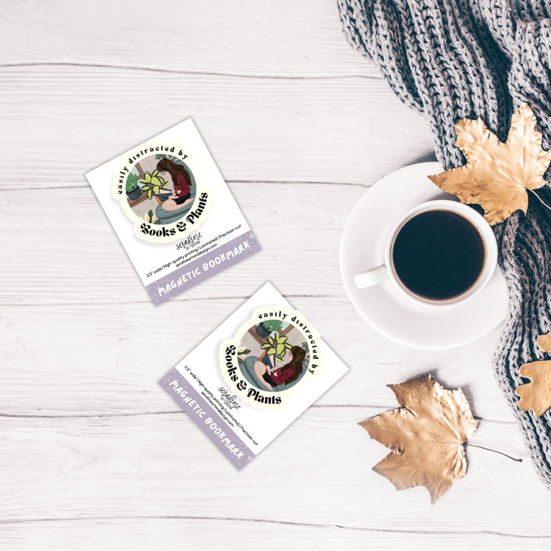 Easily Distracted By Books & Plants Magnetic Bookmark