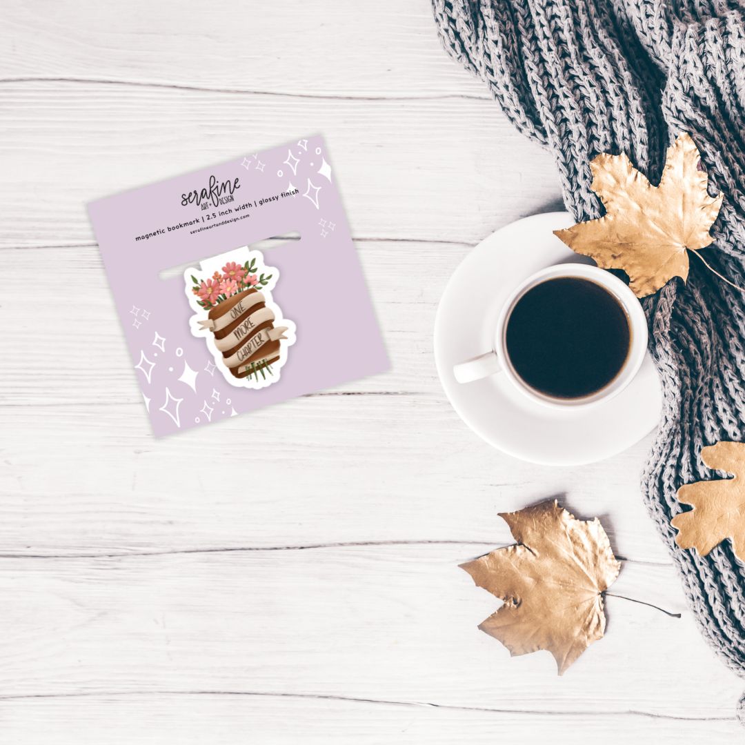 One More Chapter Floral Book Magnetic Bookmark