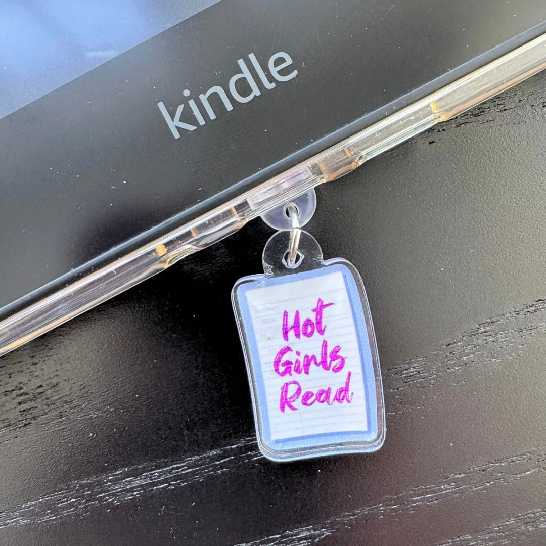 Hot Girls Read Library Card Kindle Charm | Bookish USB-C Dust Plug