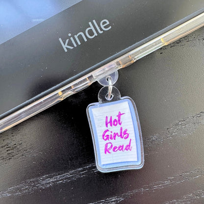 Hot Girls Read Library Card Kindle Charm | Bookish USB-C Dust Plug