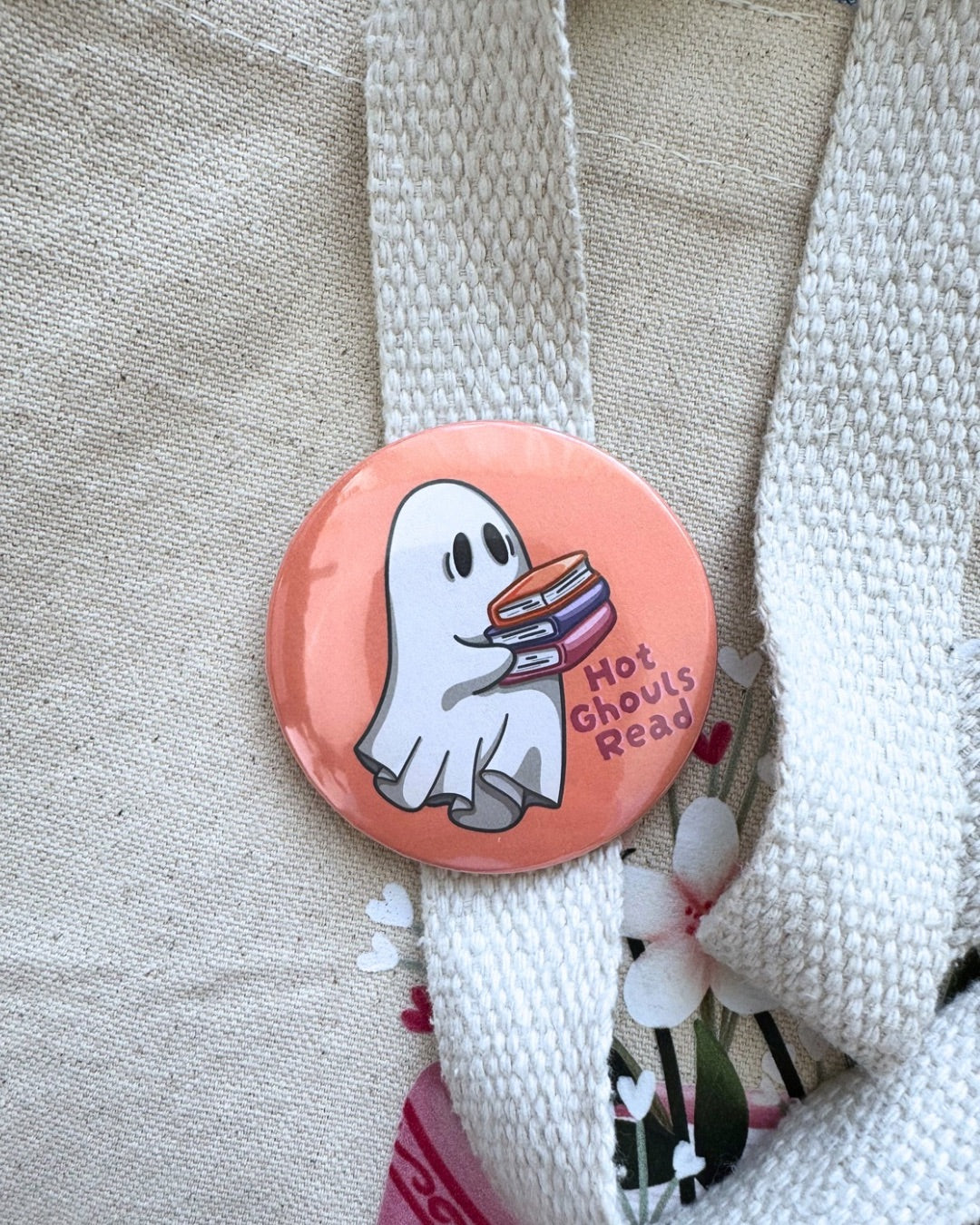 Hot Ghouls Read Pin | Bookish Ghost Pinback Button