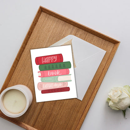 Happy Book Haul-idays Christmas Card | Bookish Greeting Cards