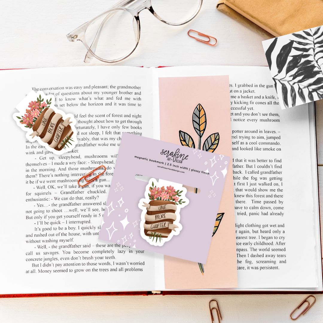 One More Chapter Floral Book Magnetic Bookmark