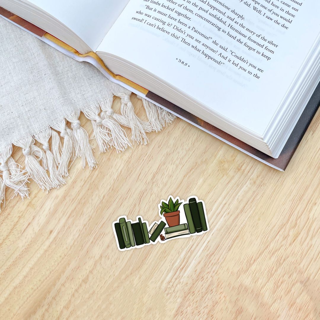 Green Bookshelf Sticker | Cute Kindle Stickers