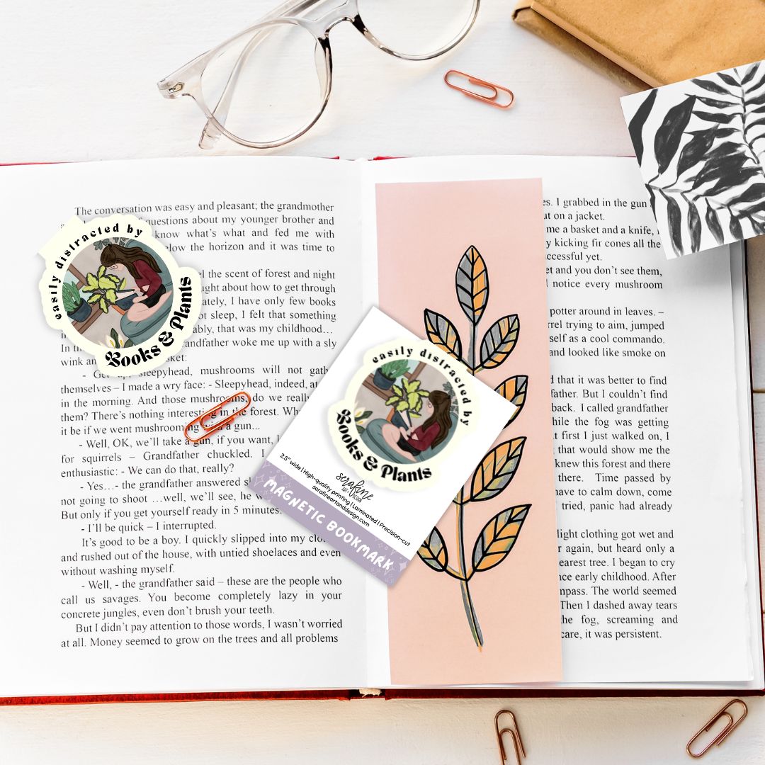 Easily Distracted By Books & Plants Magnetic Bookmark