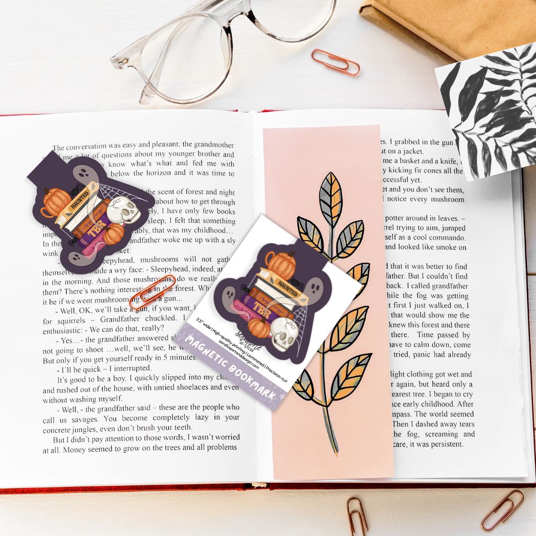 Haunted By My TBR Spooky Skull & Ghost Magnetic Bookmark