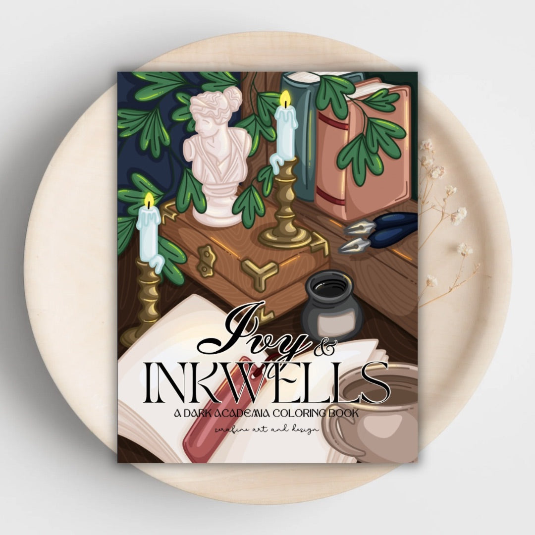 Ivy and Inkwells Dark Academia Coloring Book by Serafine Art and Design
