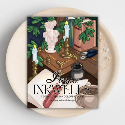 Ivy and Inkwells Dark Academia Coloring Book by Serafine Art and Design