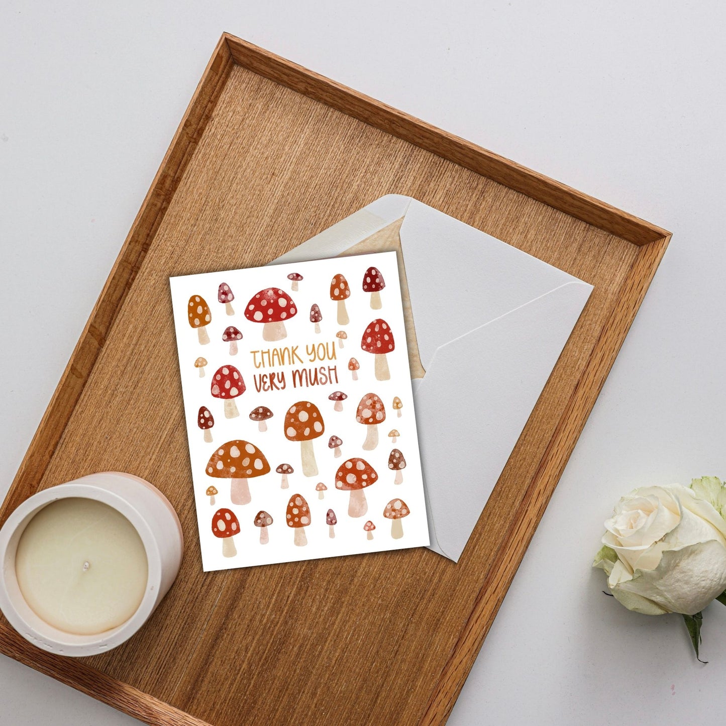 Thank You Very Mush Whimsical Mushroom Card | Bookish Greeting Cards