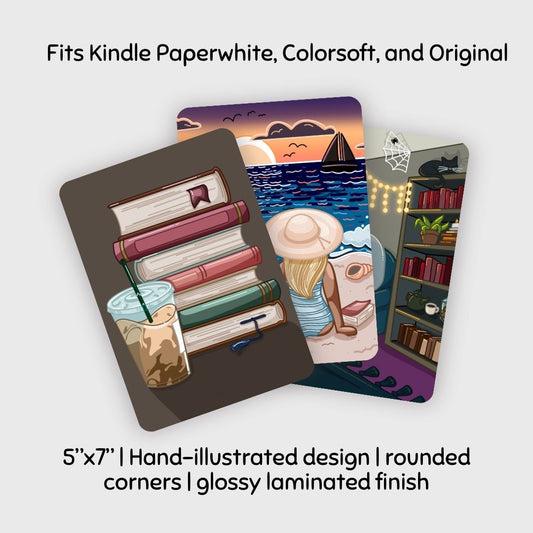 Bookish Illustration Kindle Inserts | Adorable Kindle Accessories for Book Lovers