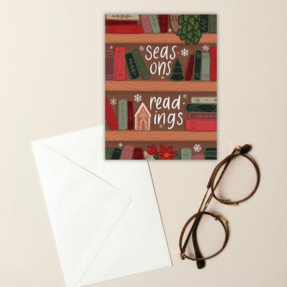 Seasons Readings Bookshelf Christmas Card | Bookish Greeting Cards