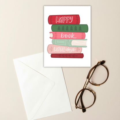 Happy Book Haul-idays Christmas Card | Bookish Greeting Cards