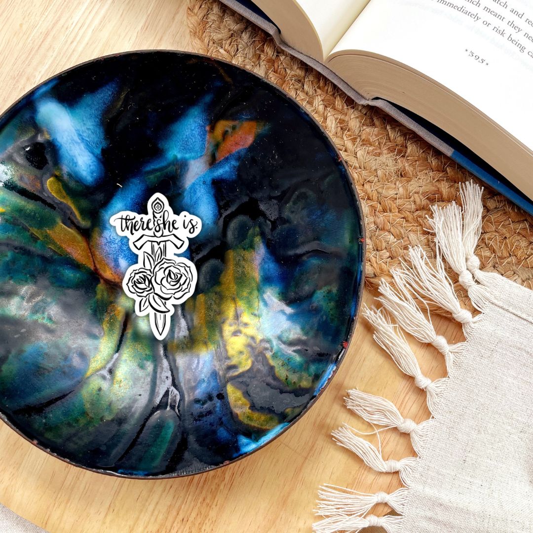 There She Is Sword and Roses Sticker | Carissa Broadbent Serpent & The Wings of Night Officially Licensed (Copy)