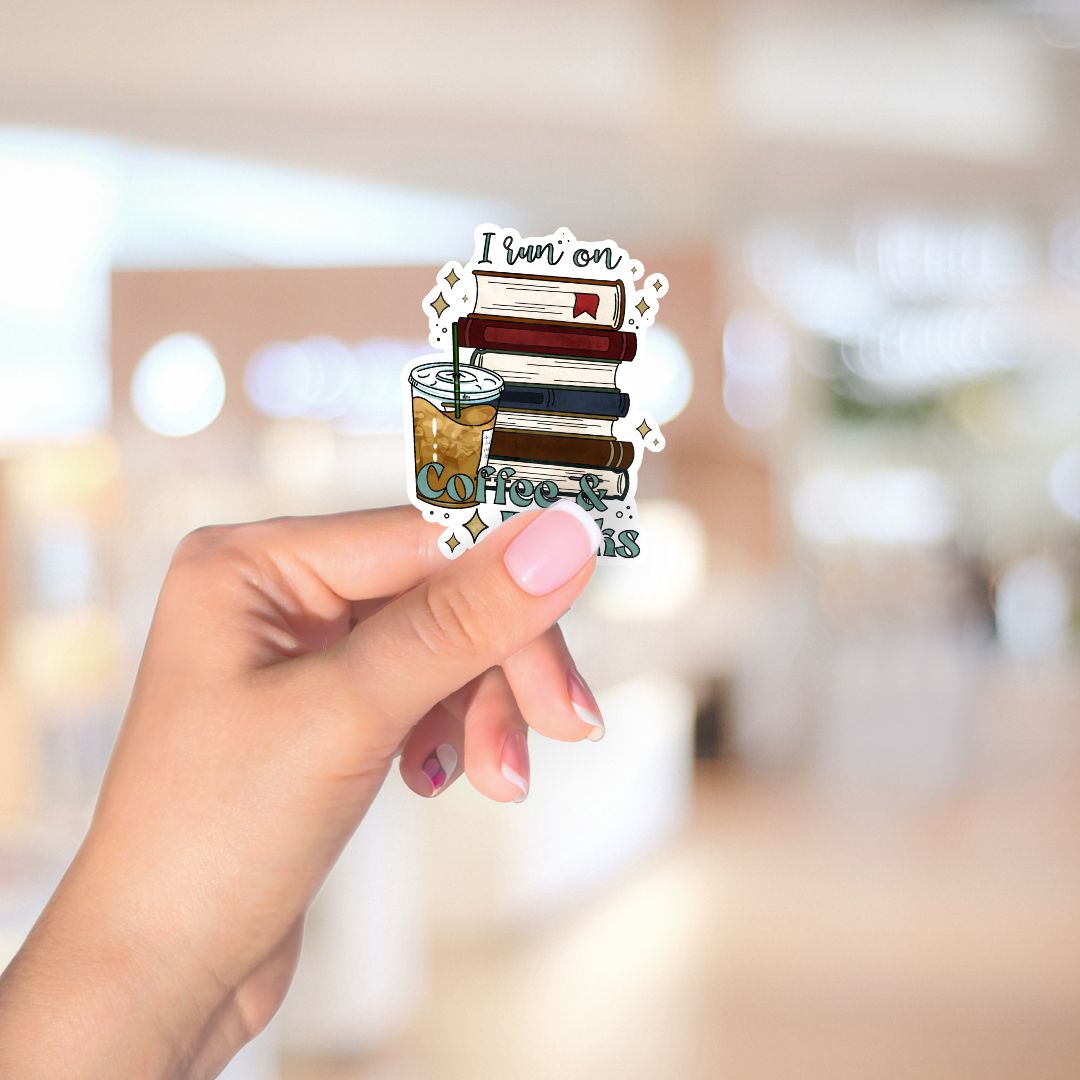 I Run On Books And Coffee Sticker | Coffee Kindle Stickers