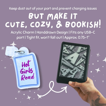 Hot Girls Read Library Card Kindle Charm | Bookish USB-C Dust Plug