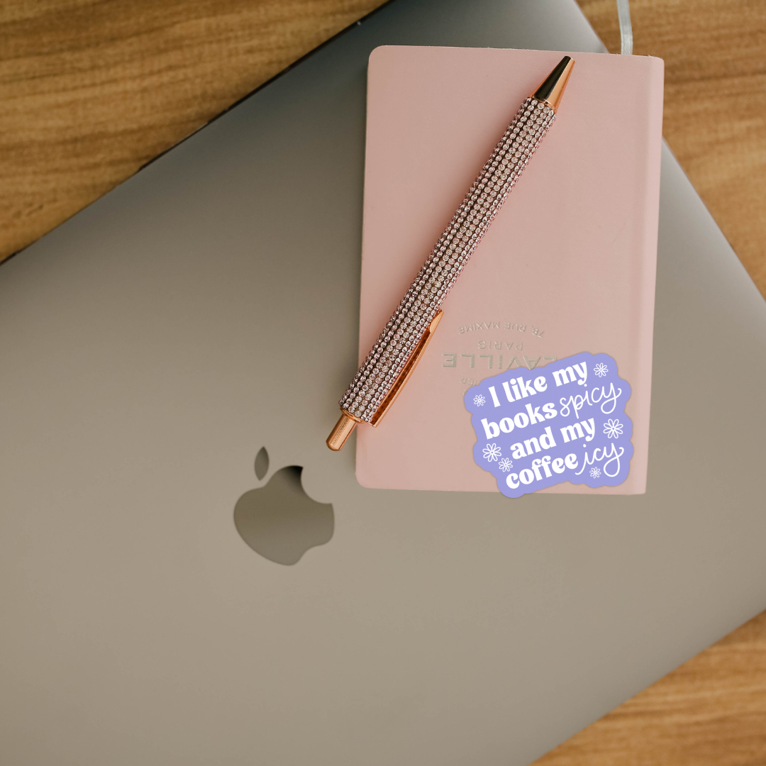 I Like My Books Spicy and My Coffee Icy Sticker | Coffee Kindle Stickers