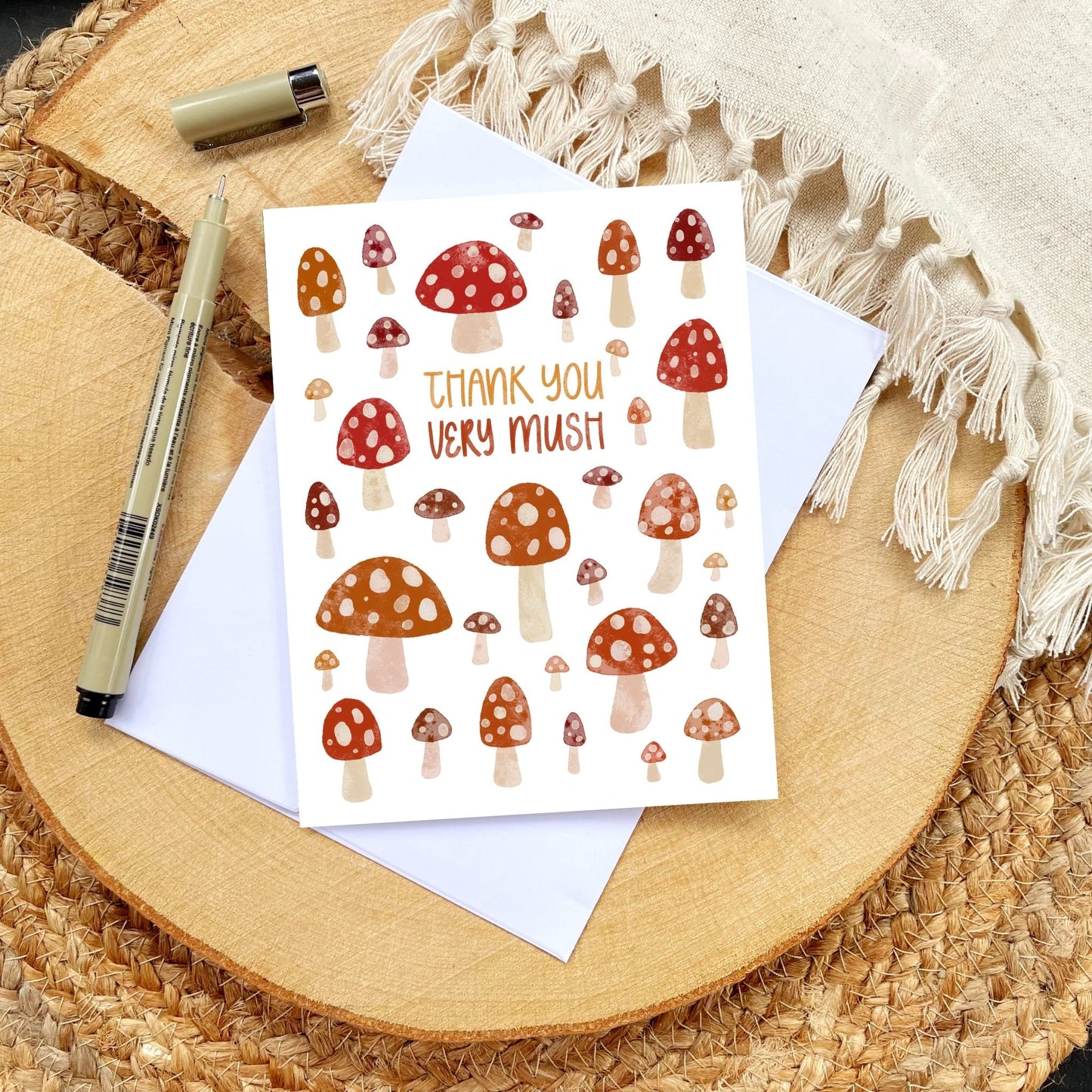 Thank You Very Mush Whimsical Mushroom Card | Bookish Greeting Cards