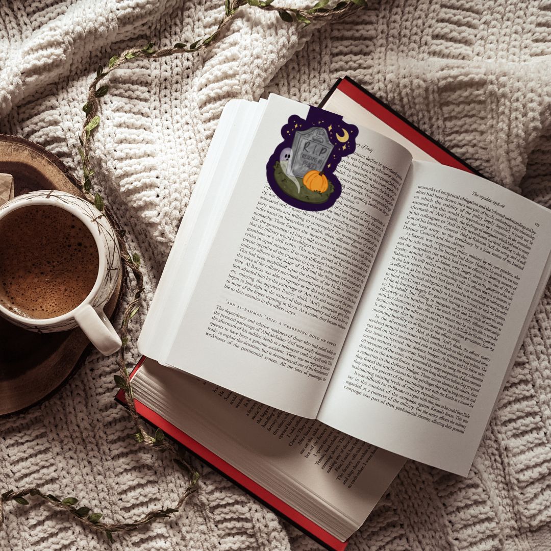 RIP (Reading In Peace) Tombstone Dark Academia Spooky Magnetic Bookmark