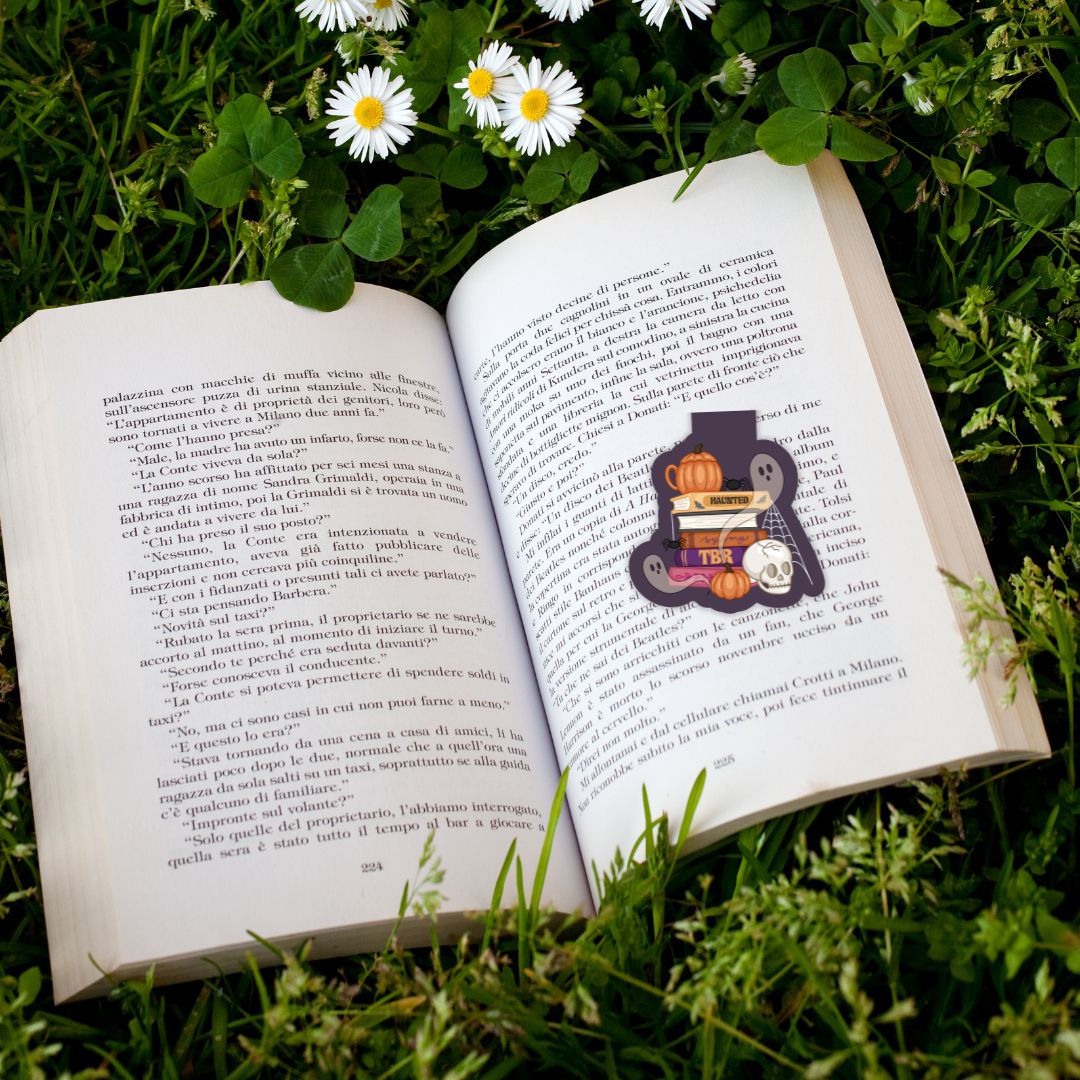 Haunted By My TBR Spooky Skull & Ghost Magnetic Bookmark