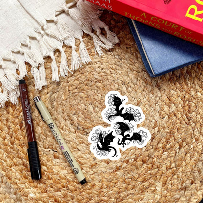 Floral Dragons Sticker | Fantasy Romance Book Merch