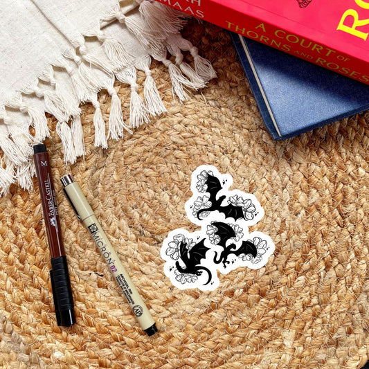 Floral Dragons Sticker | Fantasy Romance Book Merch