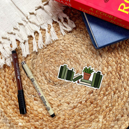 Green Bookshelf Sticker | Cute Kindle Stickers