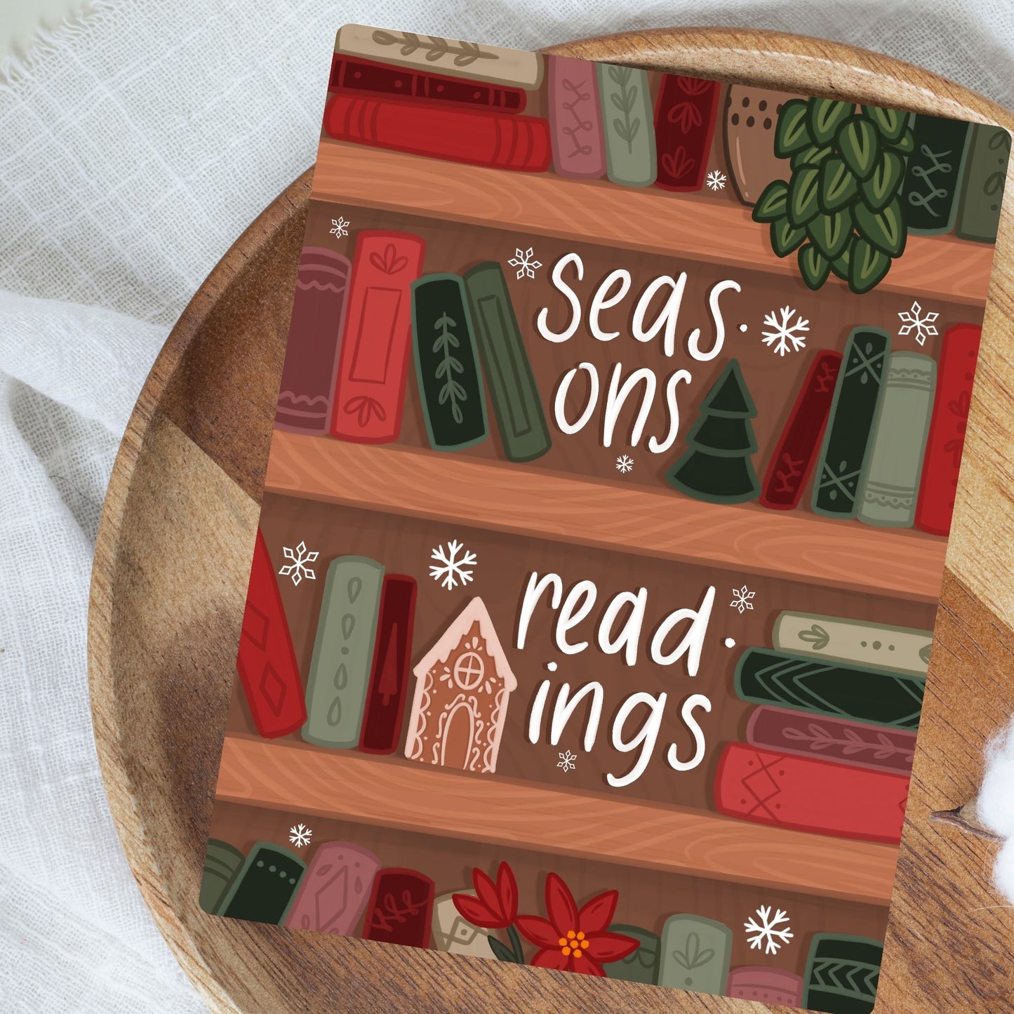 Seasons Readings Bookshelf Christmas Card | Bookish Greeting Cards