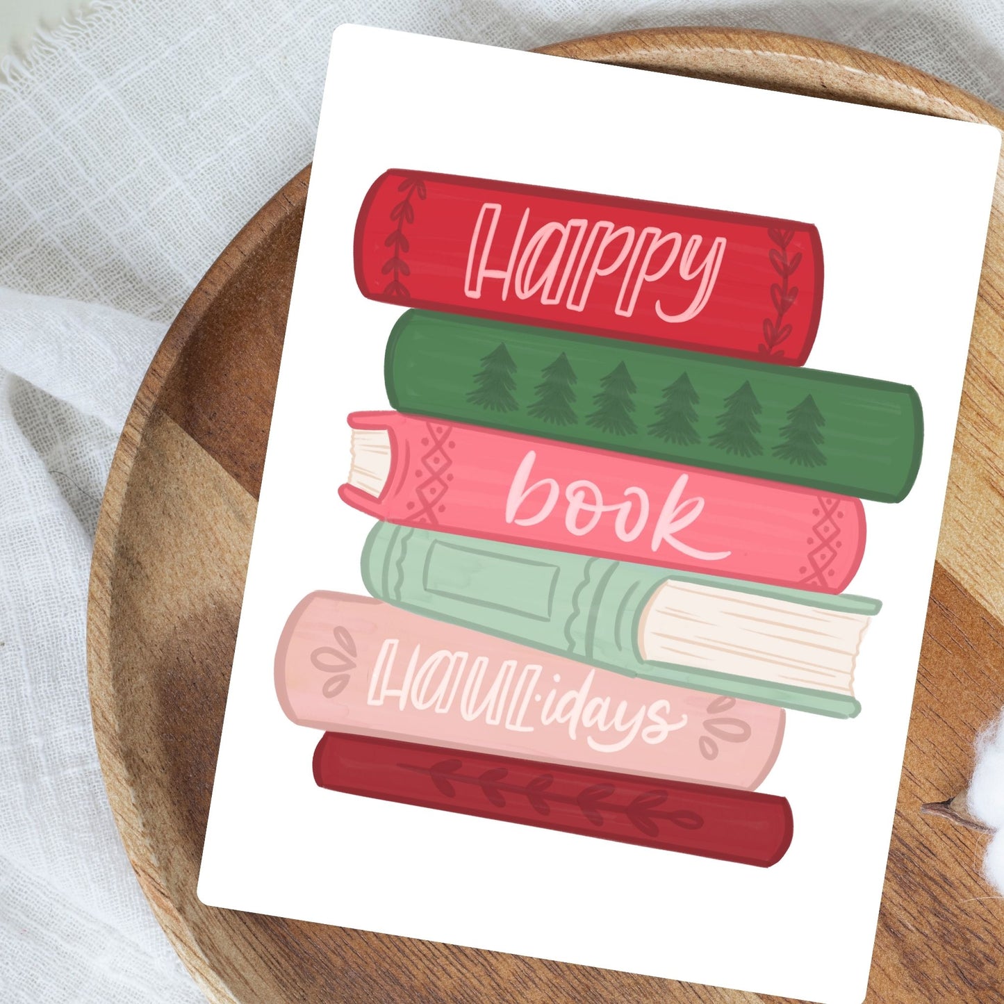 Happy Book Haul-idays Christmas Card | Bookish Greeting Cards