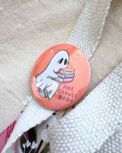 Hot Ghouls Read Pin | Bookish Ghost Pinback Button