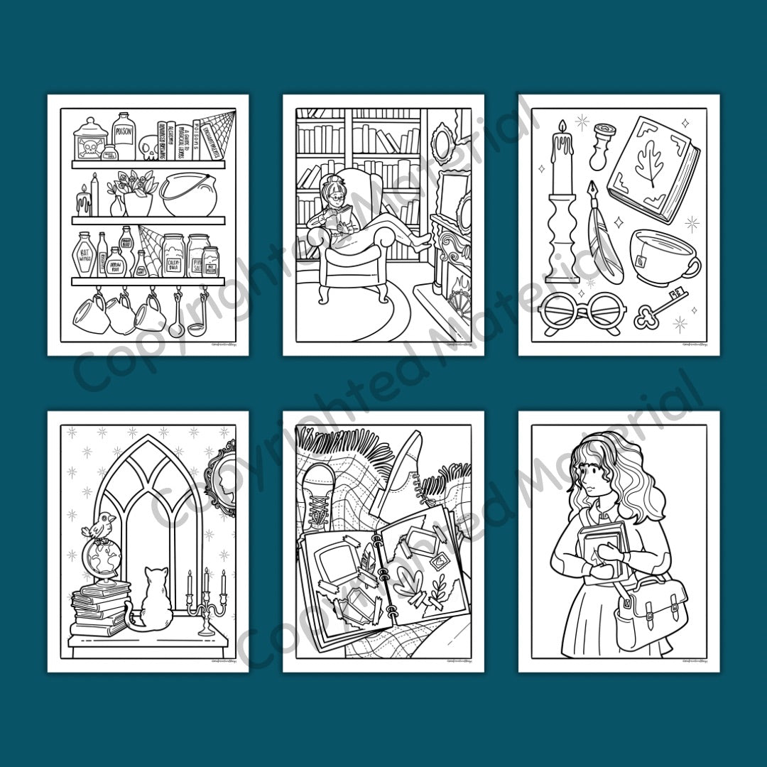 Ivy and Inkwells Dark Academia Coloring Book by Serafine Art and Design