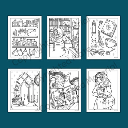 Ivy and Inkwells Dark Academia Coloring Book by Serafine Art and Design