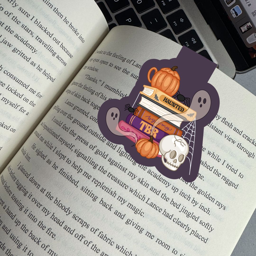 Haunted By My TBR Spooky Skull & Ghost Magnetic Bookmark