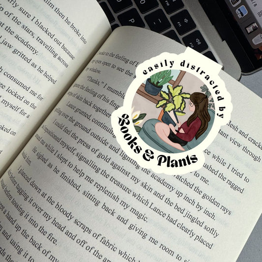 Easily Distracted By Books & Plants Magnetic Bookmark