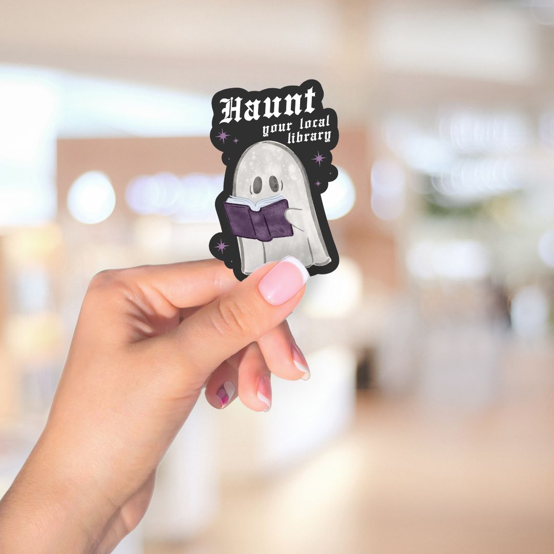 Haunt Your Local Library Ghost Sticker | Book Lover Kindle Stickers