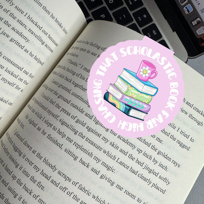Chasing That Scholastic Book Fair High 90s Nostalgia Magnetic Bookmark