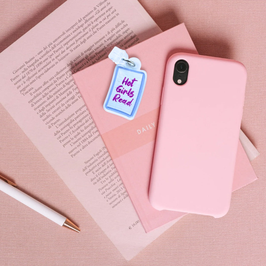 Hot Girls Read Library Card Kindle Charm | Bookish USB-C Dust Plug