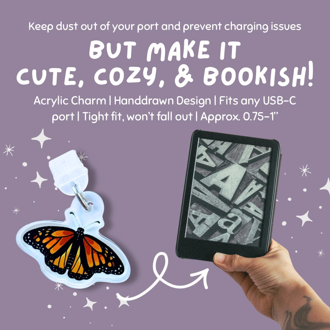 Monarch Butterfly Kindle Charm | Bookish USB-C Dust Plug
