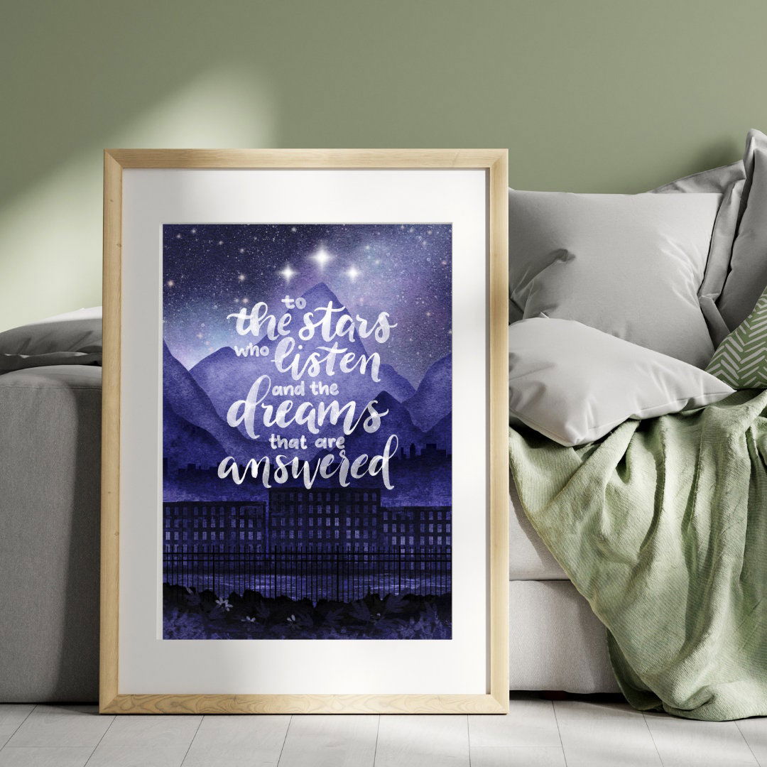 ACOTAR To The Stars Who Listen Art Print | Sarah J Maas | Bookish Art - Serafine Art & Design - 