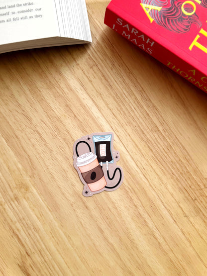 Coffee in an IV Cozy Small Town Bookish Sticker