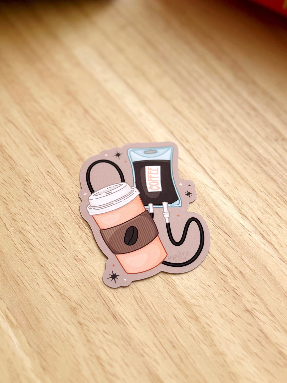 Coffee in an IV Cozy Small Town Bookish Sticker
