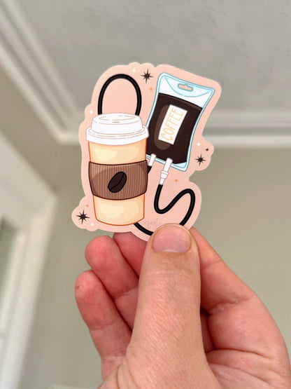 Coffee in an IV Cozy Small Town Bookish Sticker