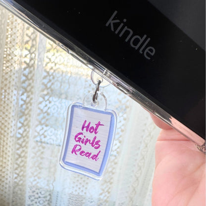 Hot Girls Read Library Card Kindle Charm | Bookish USB-C Dust Plug