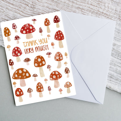 Thank You Very Mush Whimsical Mushroom Card | Bookish Greeting Cards