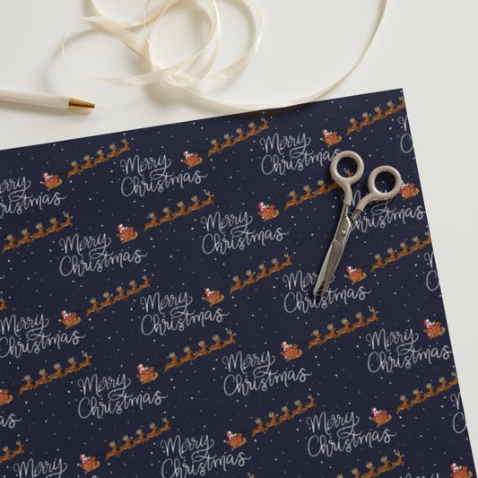 Santa’s Sleigh Ride Hand-Illustrated Wrapping Paper