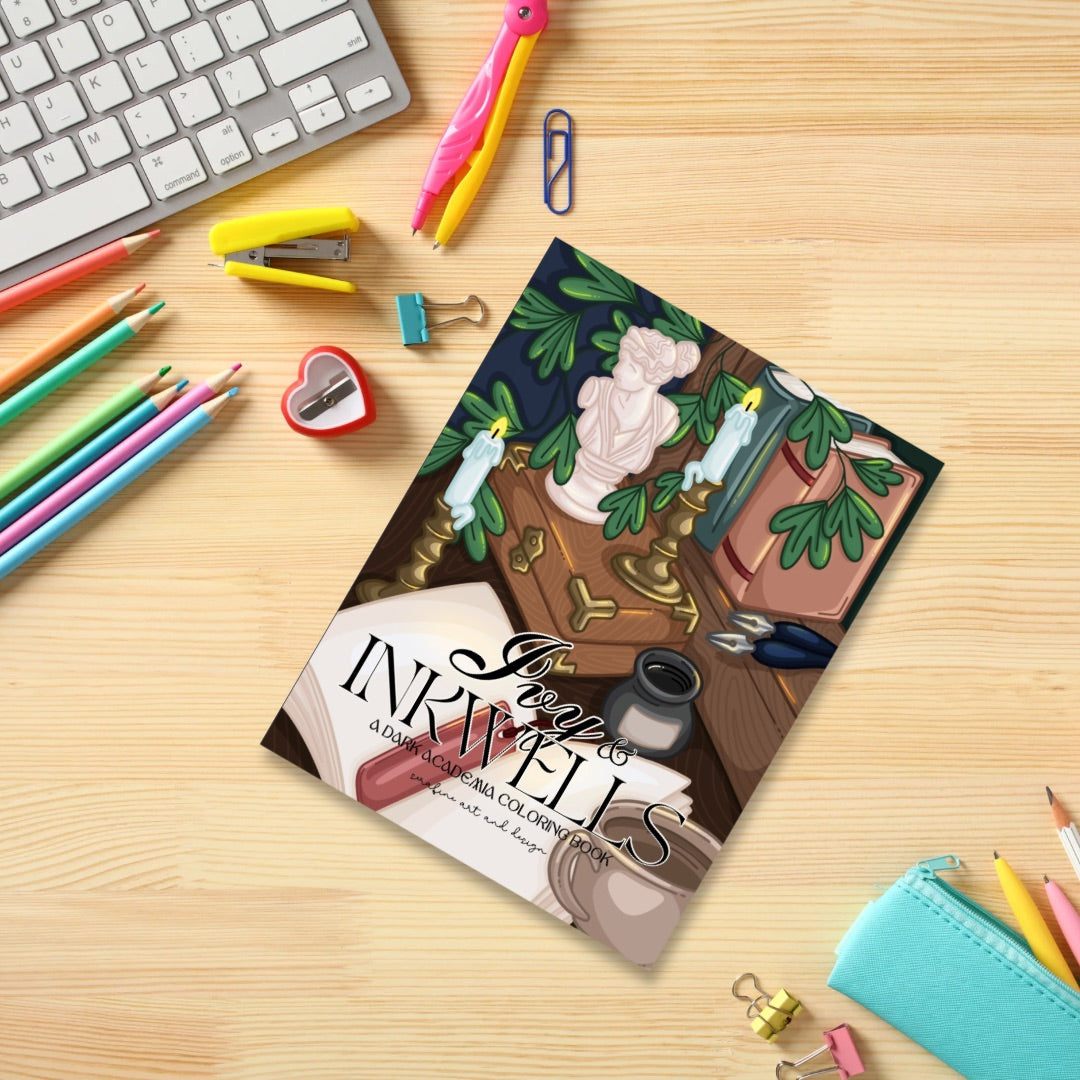 Ivy and Inkwells Dark Academia Coloring Book by Serafine Art and Design
