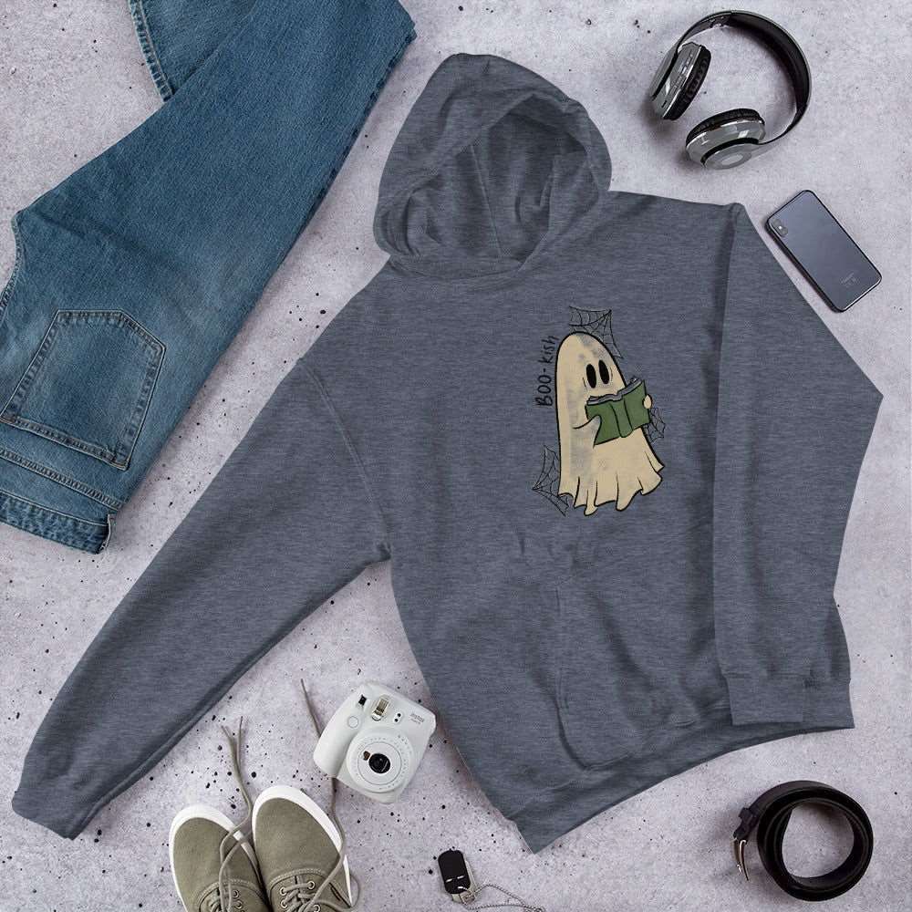 Boo-kish Ghost Unisex Hoodie | Bookish Halloween Merch - Serafine Art & Design - 