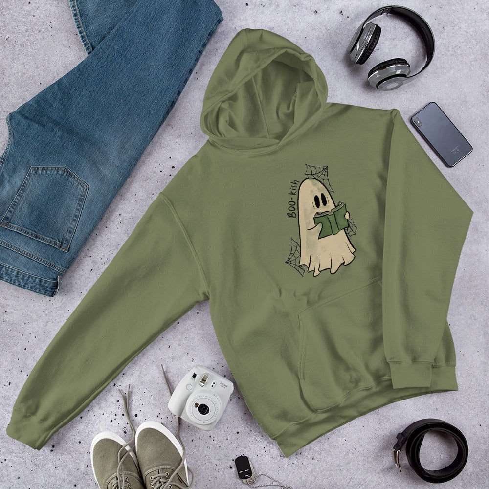 Boo-kish Ghost Unisex Hoodie | Bookish Halloween Merch - Serafine Art & Design - 