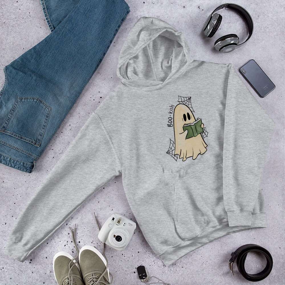 Boo-kish Ghost Unisex Hoodie | Bookish Halloween Merch - Serafine Art & Design - 
