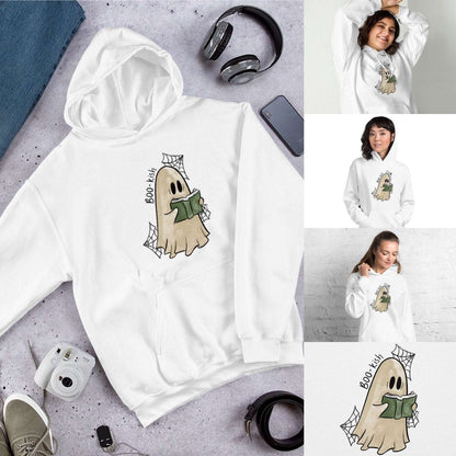 Boo-kish Ghost Unisex Hoodie | Bookish Halloween Merch - Serafine Art & Design - 