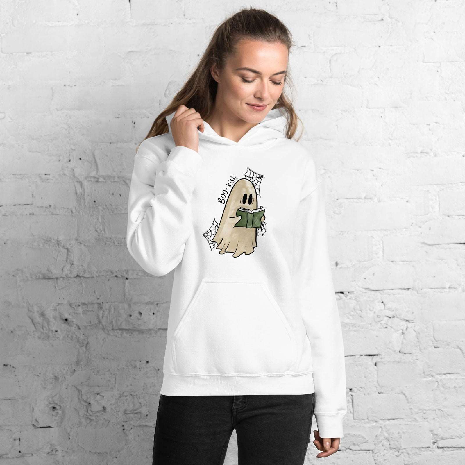 Boo-kish Ghost Unisex Hoodie | Bookish Halloween Merch - Serafine Art & Design - 